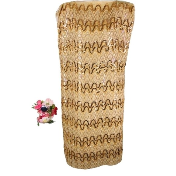 1960’s Vintage gold sequin mod sheath dress medium - Picture 1 of 8